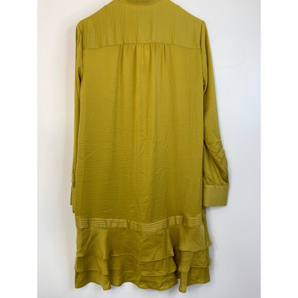 Banana Republic Long Sleeve Tiered Dress Mini Gold Sz 4 Drop Waist NWT $128 6930 - Picture 14 of 16